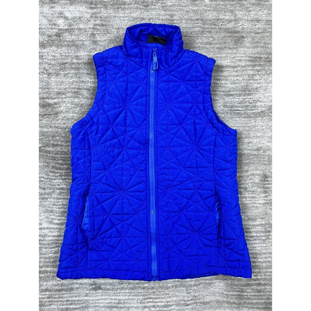 Jane Ashley Vest Women Medium Blue Quilted Starburst Puffer Full Zip Mock Neck